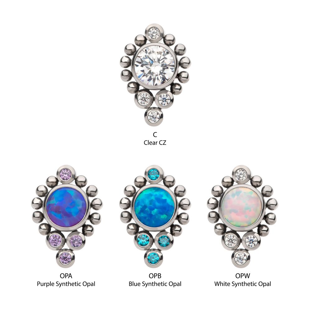 Titanium Internally Threaded Bezel Set Gem/Opal Beaded Cluster Top