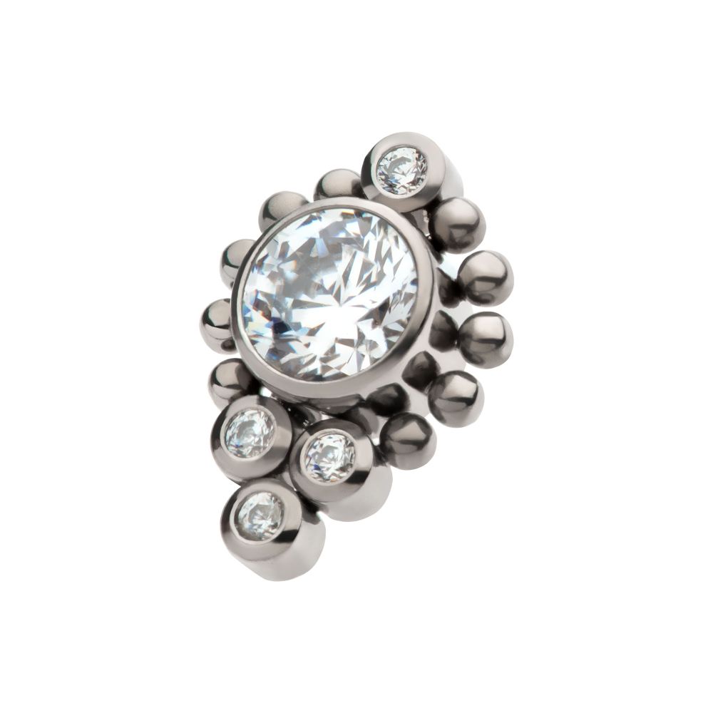 Titanium Internally Threaded Bezel Set Gem/Opal Beaded Cluster Top