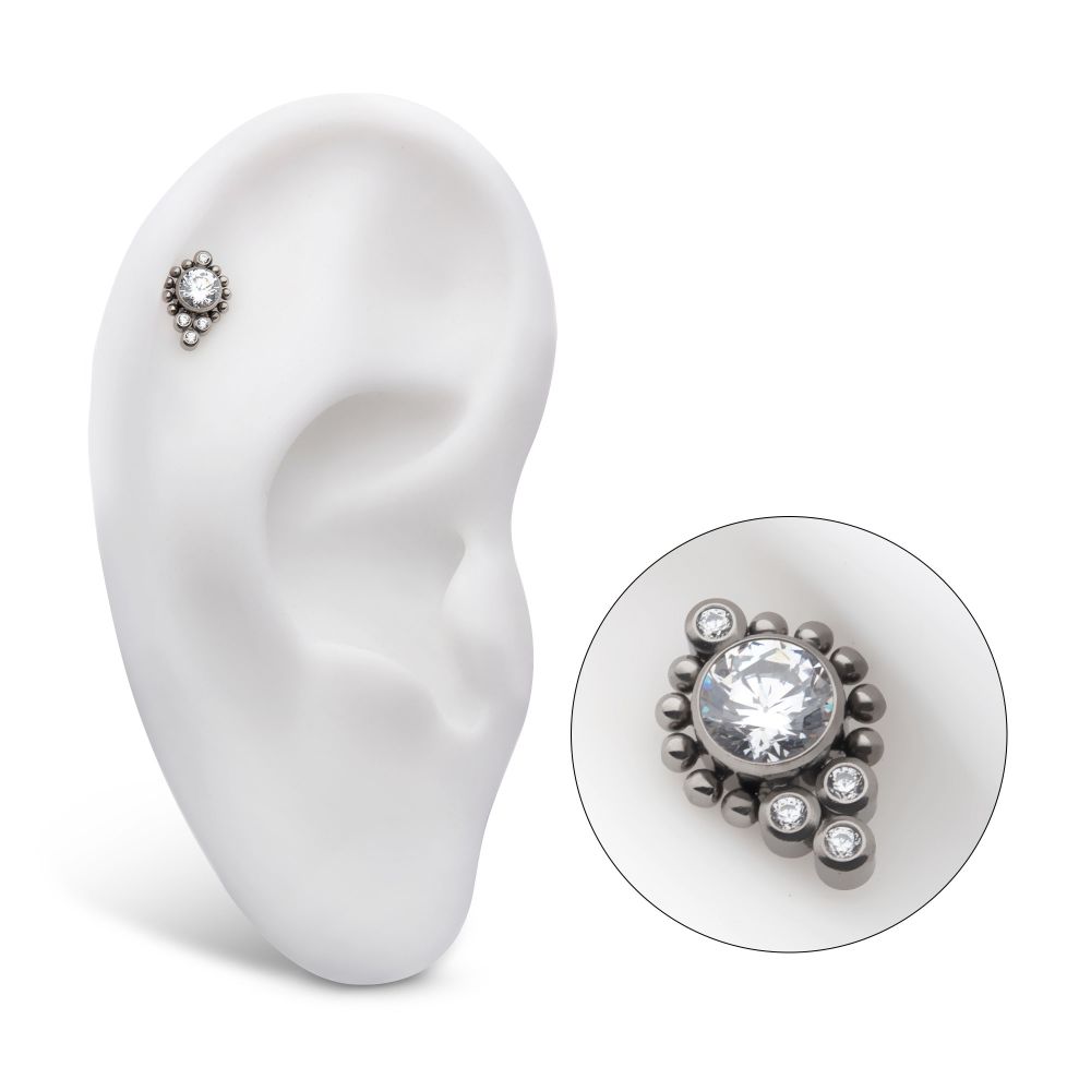 Titanium Internally Threaded Bezel Set Gem/Opal Beaded Cluster Top