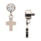 Titanium Internally Threaded Bezel Set CZ with Dangling Cross Top