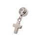 Titanium Internally Threaded Bezel Set CZ with Dangling Cross Top
