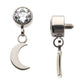 Titanium Internally Threaded Bezel Set CZ with Dangling Crescent Moon Top