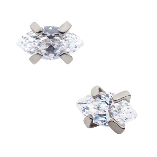 Titanium Internally Threaded with Prong Set CZ Marquise Shape Top