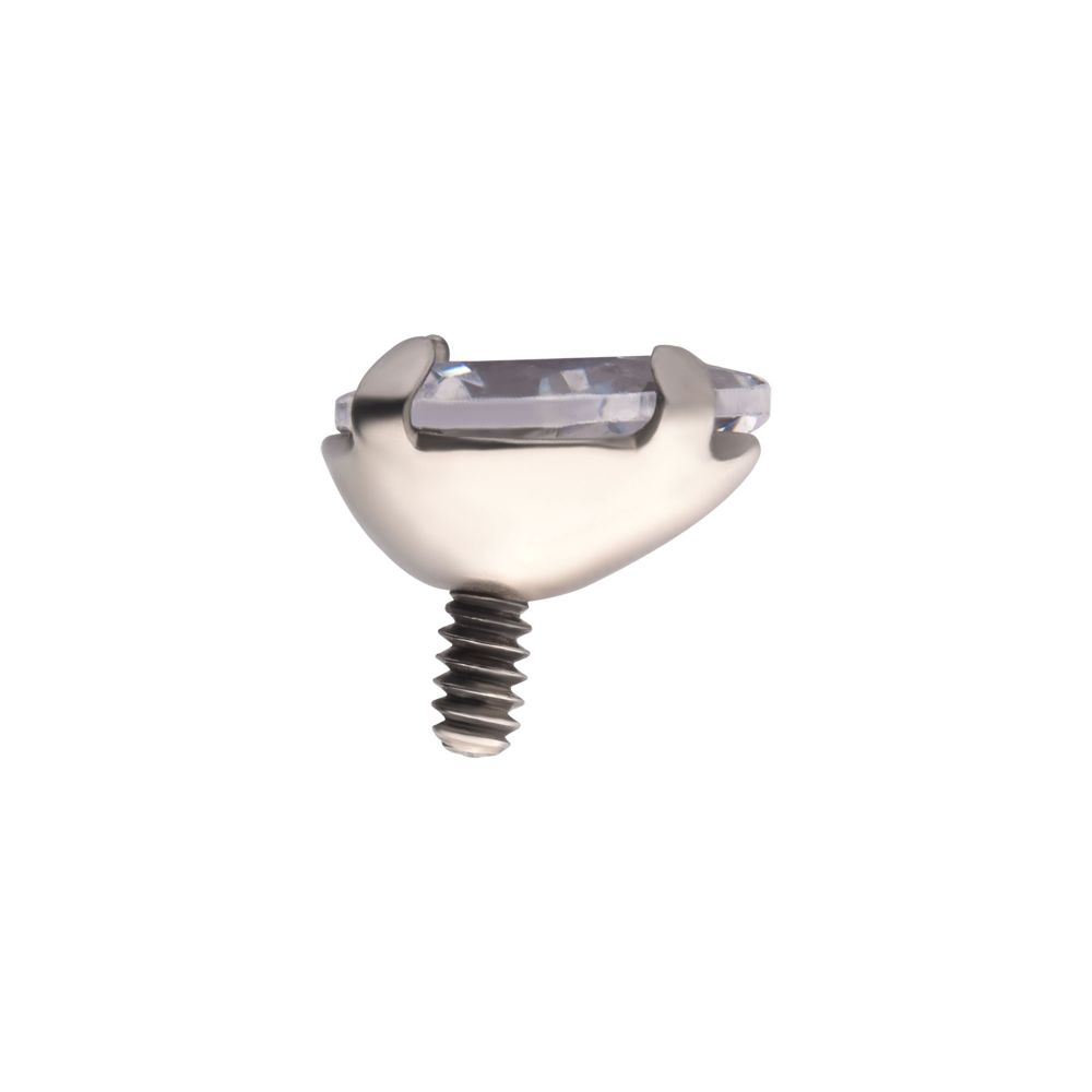 Titanium Internally Threaded with 4-Prong Set CZ Pear-Shaped Top
