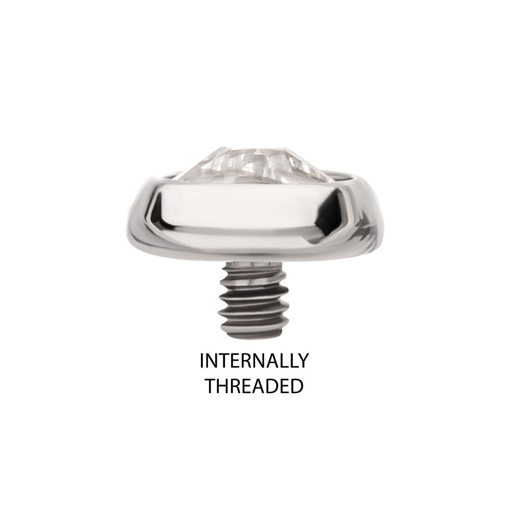 14g Titanium Internally Threaded Low Profile Bezel Set Swarovski Crystal Dermal Top