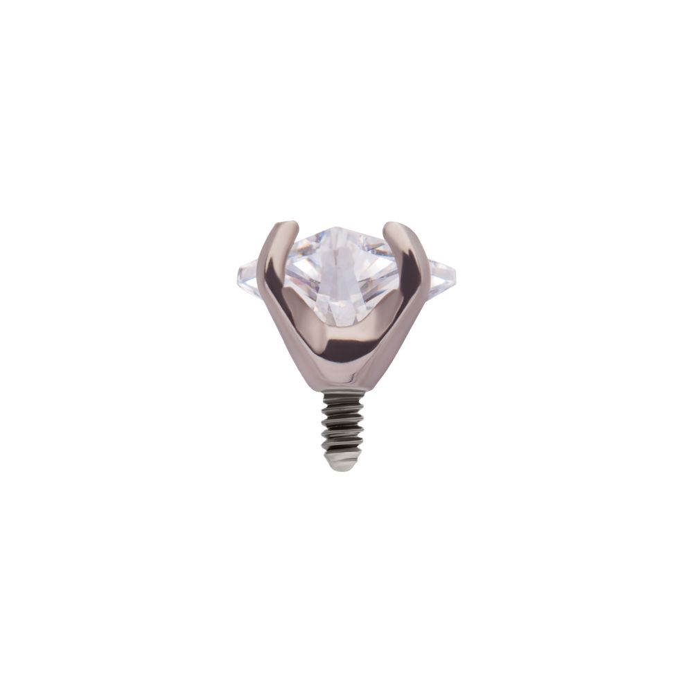 Titanium Internally Threaded with Prong Set CZ Triangular Shape Top