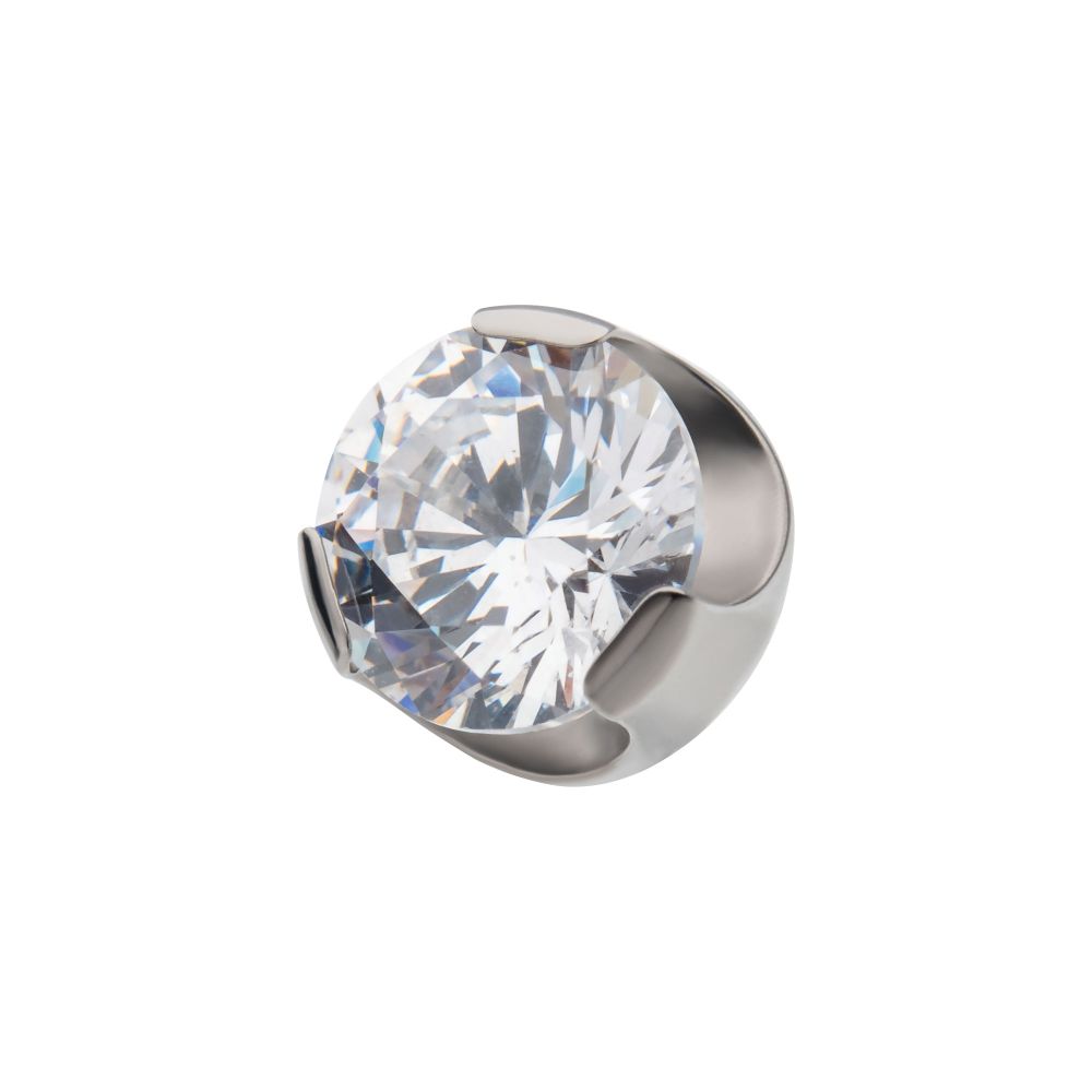 Titanium Internally Threaded with Prong Set Semi-Bezel Clear Gem Top