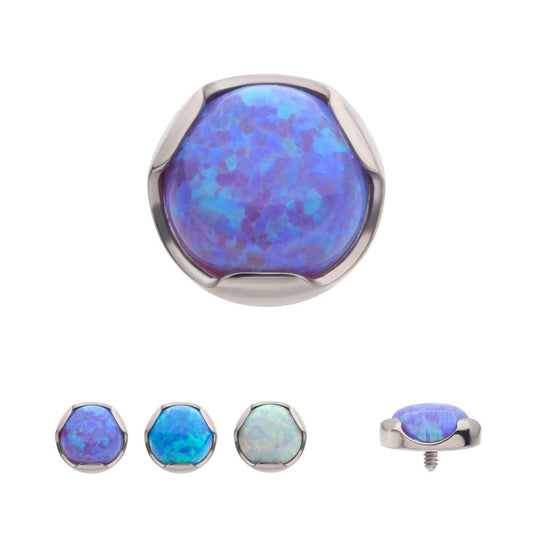 Titanium Internally Threaded with Prong Set Semi-Bezel Opal Low Profile Top
