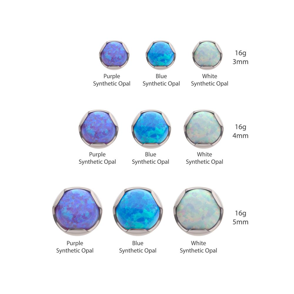 Titanium Internally Threaded with Prong Set Semi-Bezel Opal Low Profile Top