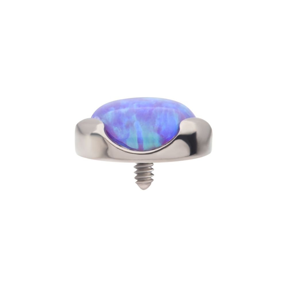 Titanium Internally Threaded with Prong Set Semi-Bezel Opal Low Profile Top