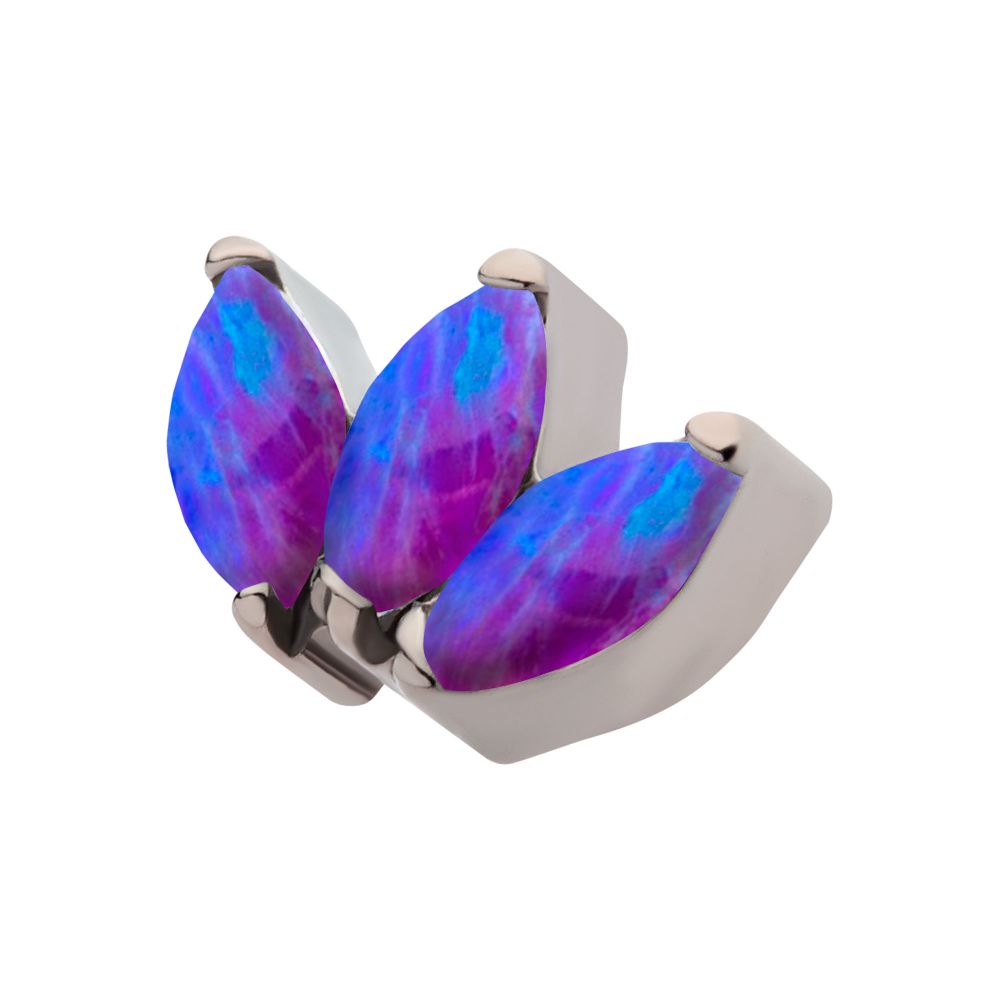 Titanium Internally Threaded with Prong Set Marquise Opal  3-Cluster Top