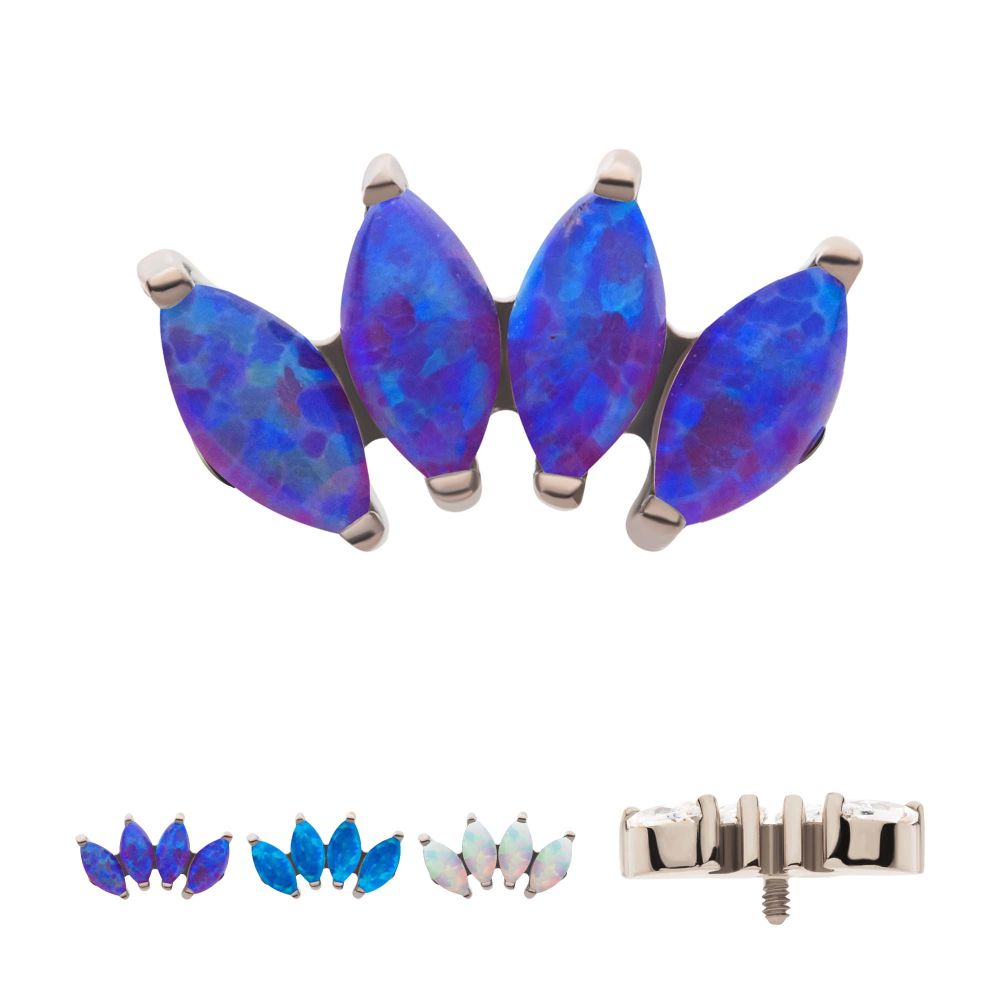 Titanium Internally Threaded with Prong Set Marquise Opal 4-Cluster Top