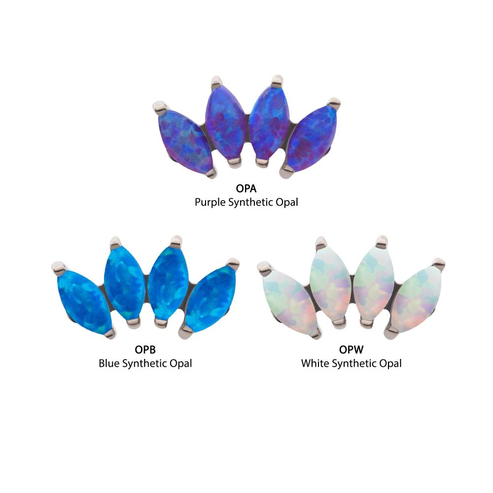 Titanium Internally Threaded with Prong Set Marquise Opal 4-Cluster Top
