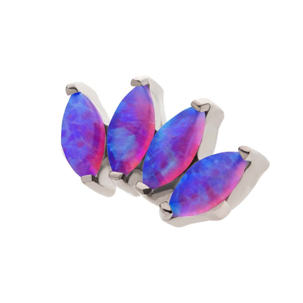 Titanium Internally Threaded with Prong Set Marquise Opal 4-Cluster Top