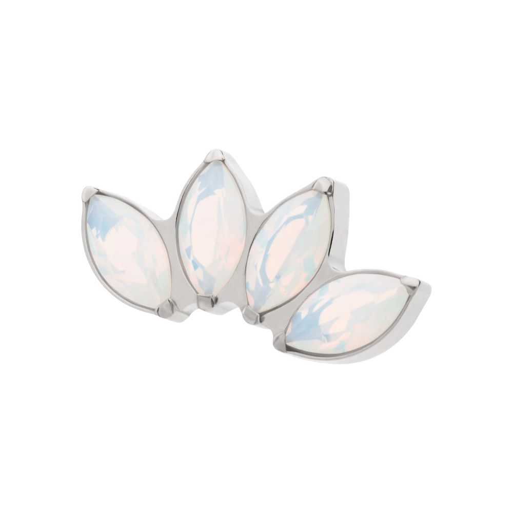 Titanium Internally Threaded 4-Cluster Marquise Opalite Top