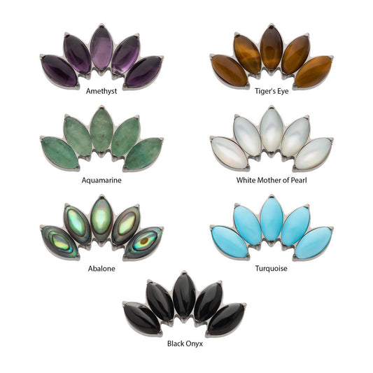 Titanium Internally Threaded with Prong Set 5-Cluster Marquise Stones Fan Shape Top