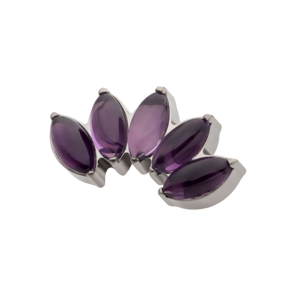 Titanium Internally Threaded with Prong Set 5-Cluster Marquise Stones Fan Shape Top