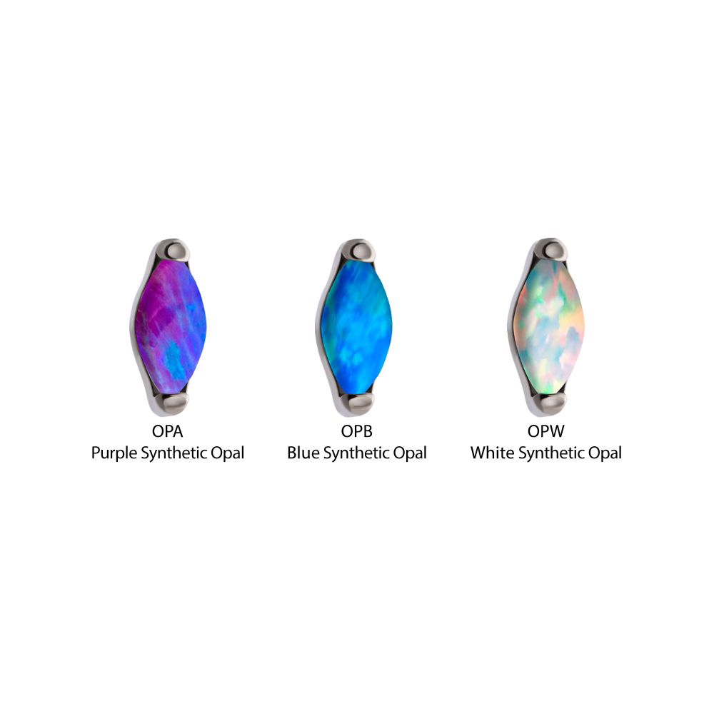 Titanium Internally Threaded with 2-Prong Set Marquise Opal Top