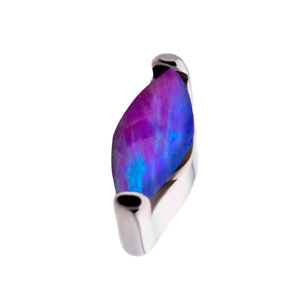 Titanium Internally Threaded with 2-Prong Set Marquise Opal Top