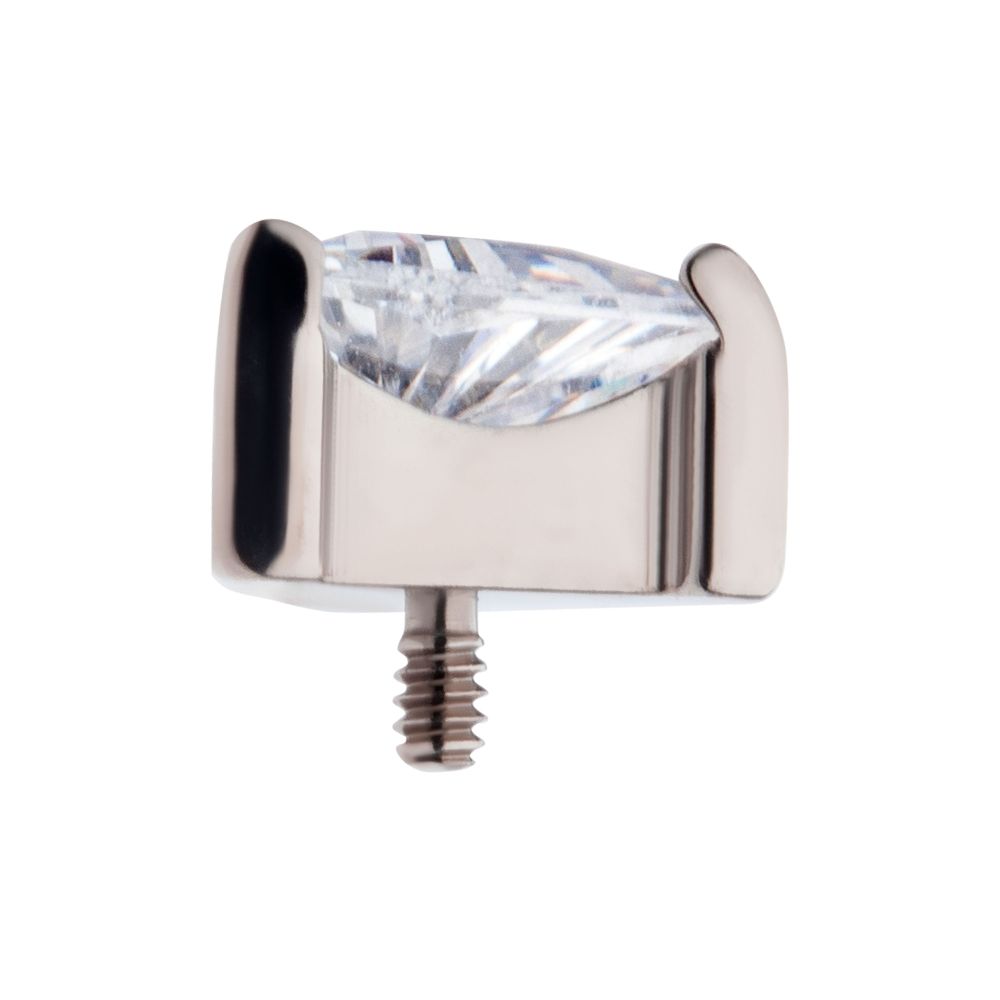 Titanium Internally Threaded with 3-Prong Set Triangular CZ Top