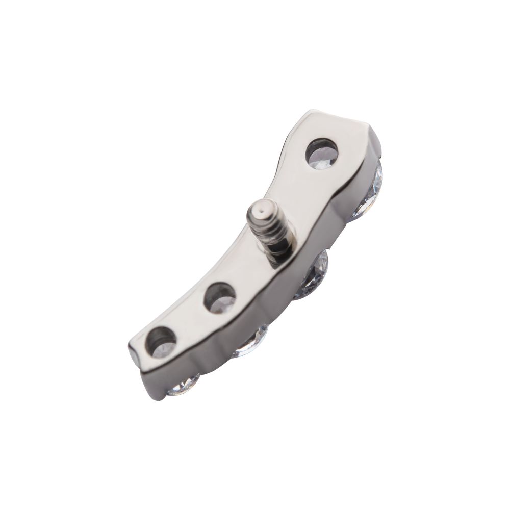 Titanium Internally Threaded with Prong Set CZ Staggered 4-Cluster Top (Right Ear)