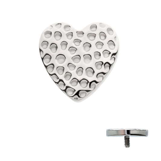 Titanium Internally Threaded Hammered Heart Top