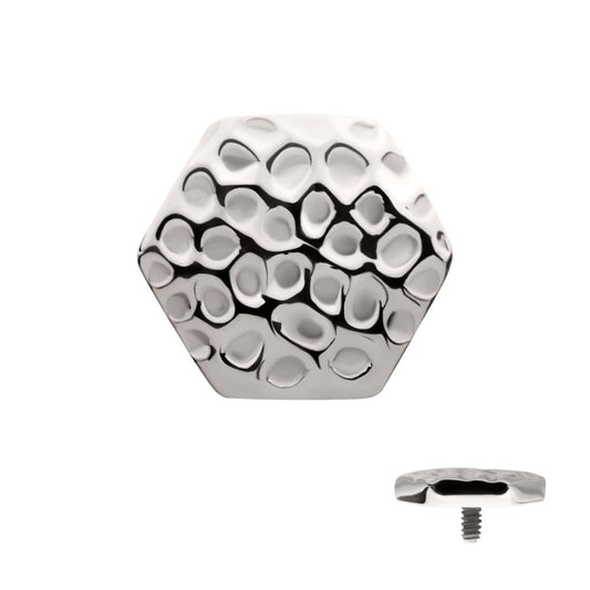 Titanium Internally Threaded Hammered Hexagon Top