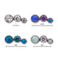 Titanium Internally Threaded Bezel Set CZ/Opal Staggered 3-Cluster Top