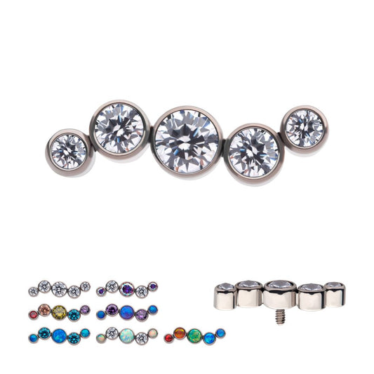 Titanium Internally Threaded Bezel Set CZ/Opal Oscillating 5-Cluster Top