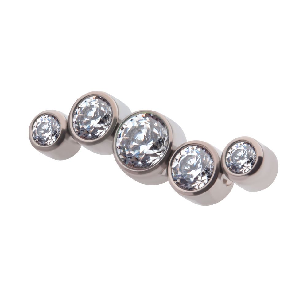 Titanium Internally Threaded Bezel Set CZ/Opal Oscillating 5-Cluster Top