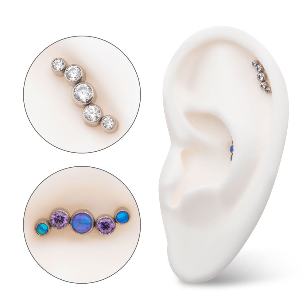 Titanium Internally Threaded Bezel Set CZ/Opal Oscillating 5-Cluster Top