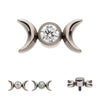 Titanium Internally Threaded Bezel Set Gem/Opal Triple Moon Phase Top