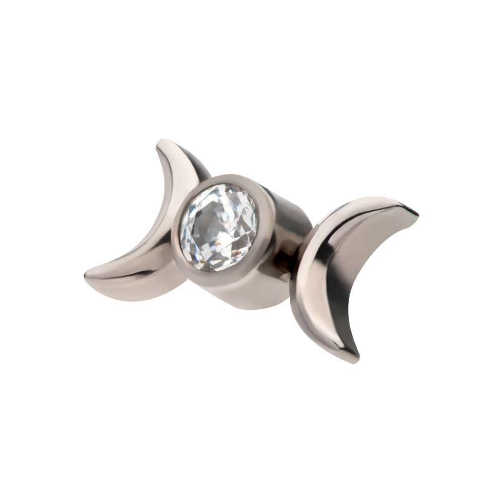 Titanium Internally Threaded Bezel Set Gem/Opal Triple Moon Phase Top