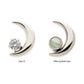 Titanium Internally Threaded Crescent Moon with CZ/Opal Top