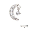 Titanium Internally Threaded Crescent Moon CZ Top with Dangle Pronged Round CZ