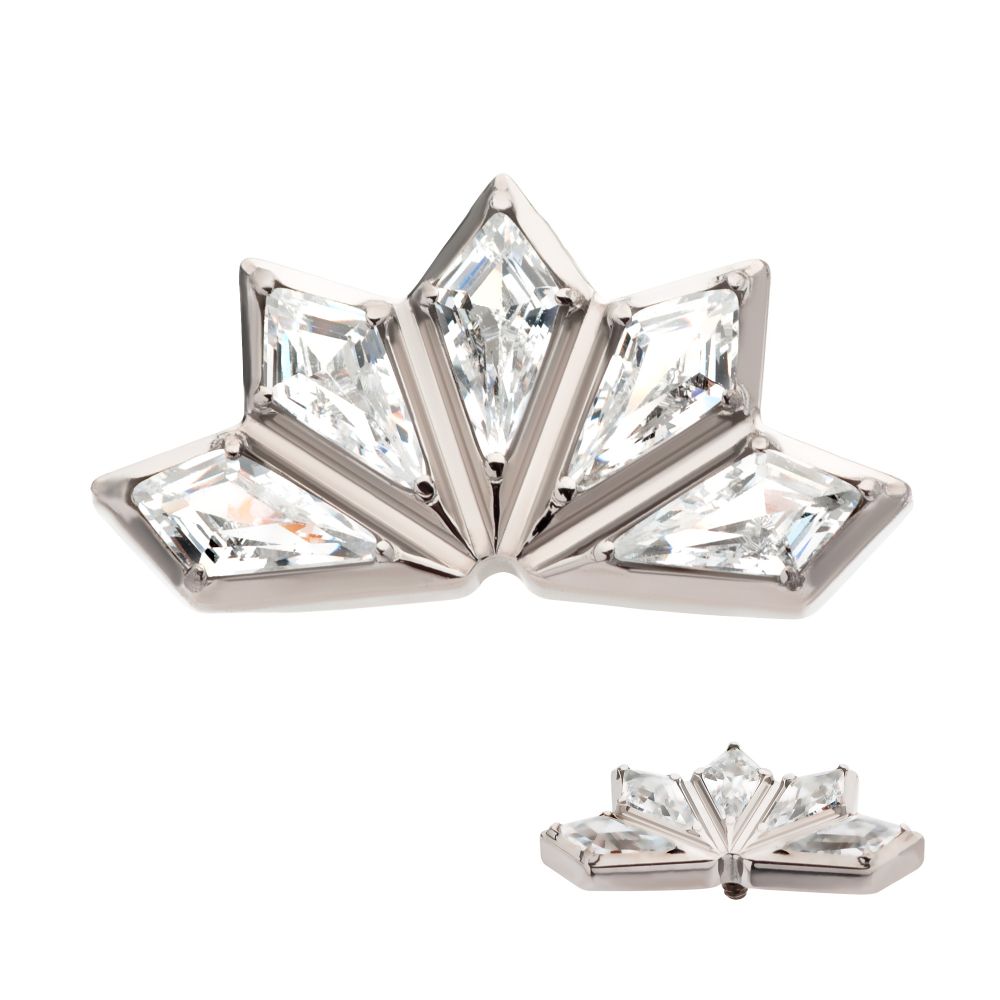 Titanium Internally Threaded with Diamond Shape CZ 5-Cluster Kite Shape Top
