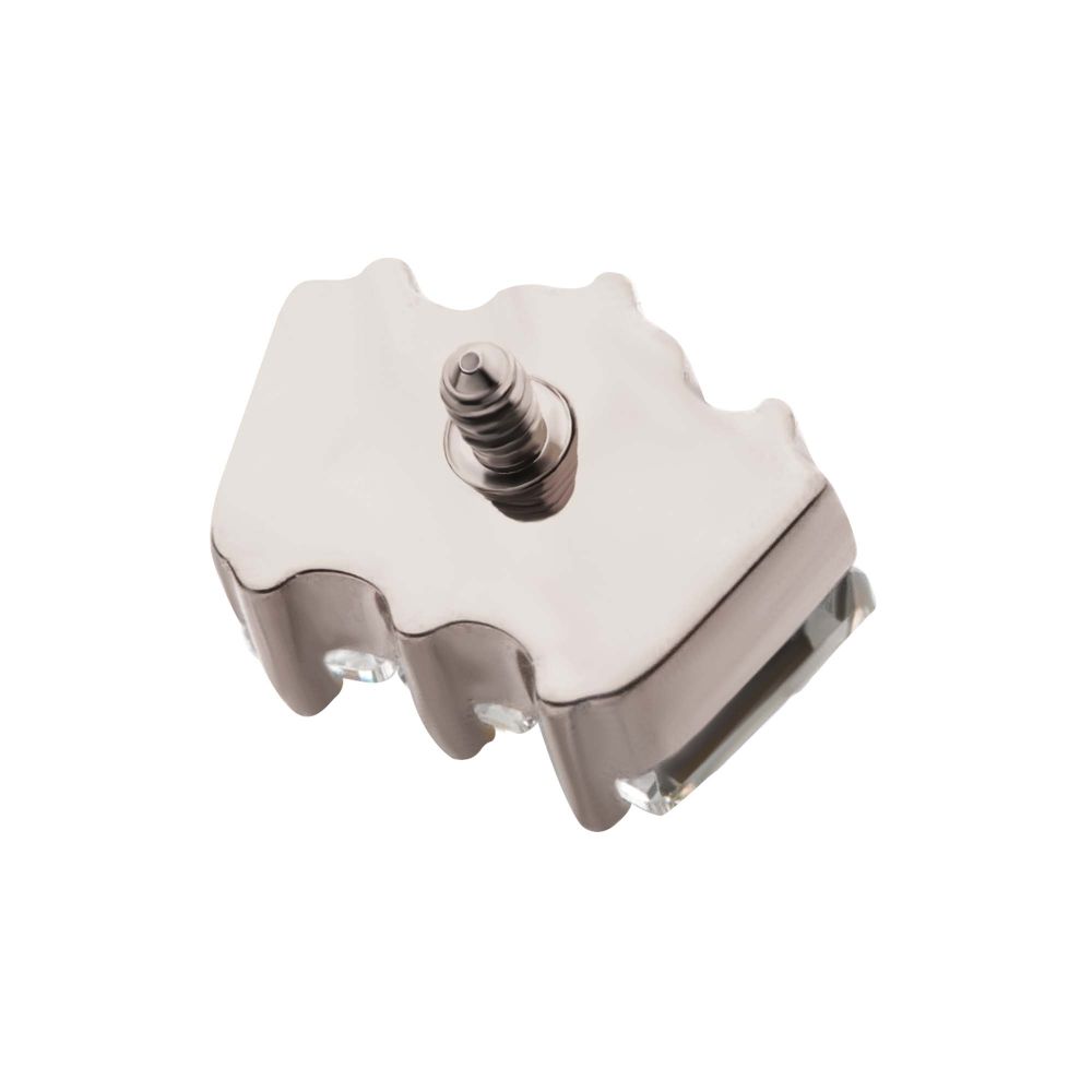 Titanium Internally Threaded Prong Set Baguette CZ 3-Cluster Top