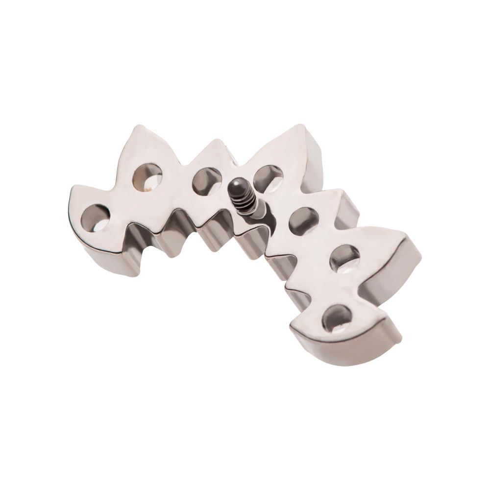 Titanium Internally Threaded with Prong Set Marquise Clear CZ 7-Cluster Fan Shape Top