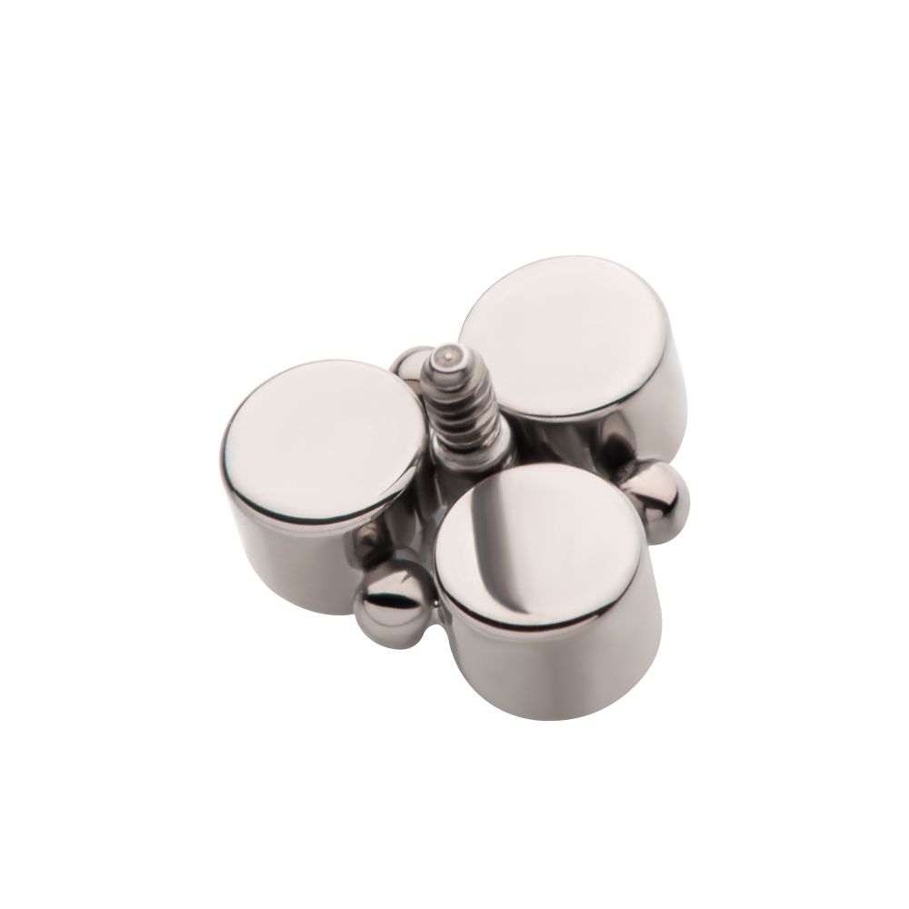 Titanium Internally Threaded 4-Bead Bezel Round CZ/Opal 3-Cluster Top