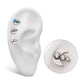 Titanium Internally Threaded 3-Cluster Bezel Set Gem/Opal Crescent Moon Top
