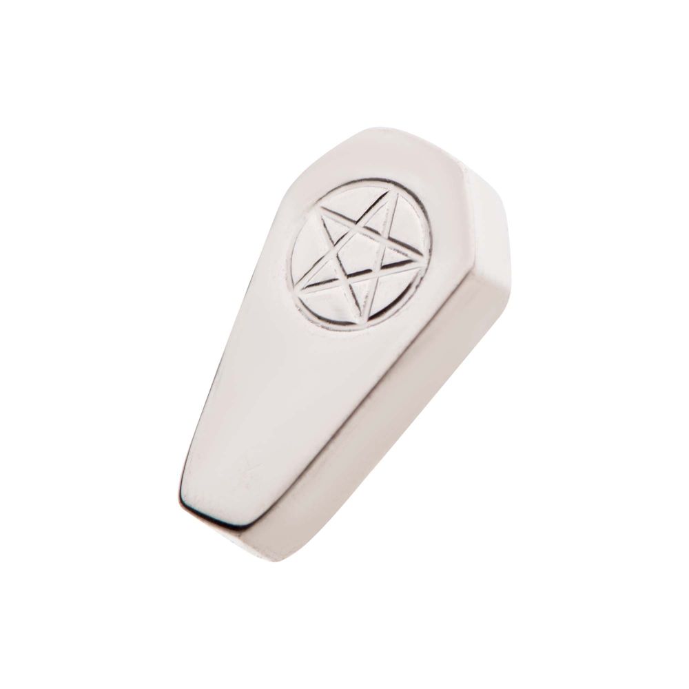 Titanium Internally Threaded Coffin with Engraved Pentagram Top