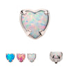 Titanium Internally Threaded with Prong Set Opal Heart Top