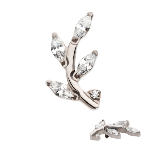 Titanium Internally Threaded Prong Set Marquise CZ Leaf Top