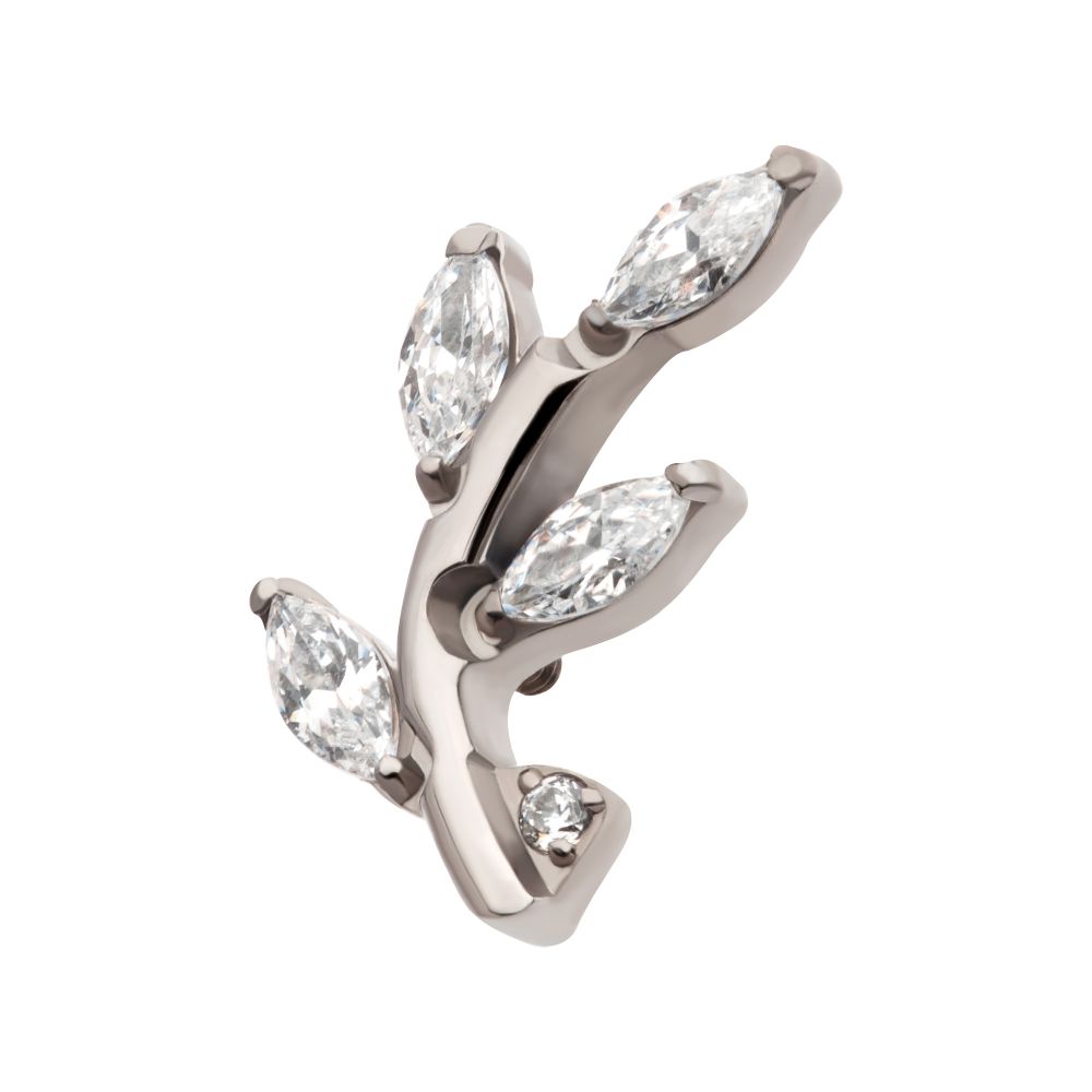 Titanium Internally Threaded Prong Set Marquise CZ Leaf Top