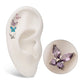Titanium Internally Threaded Butterfly with Prong Set Round & Marquise Gem Top