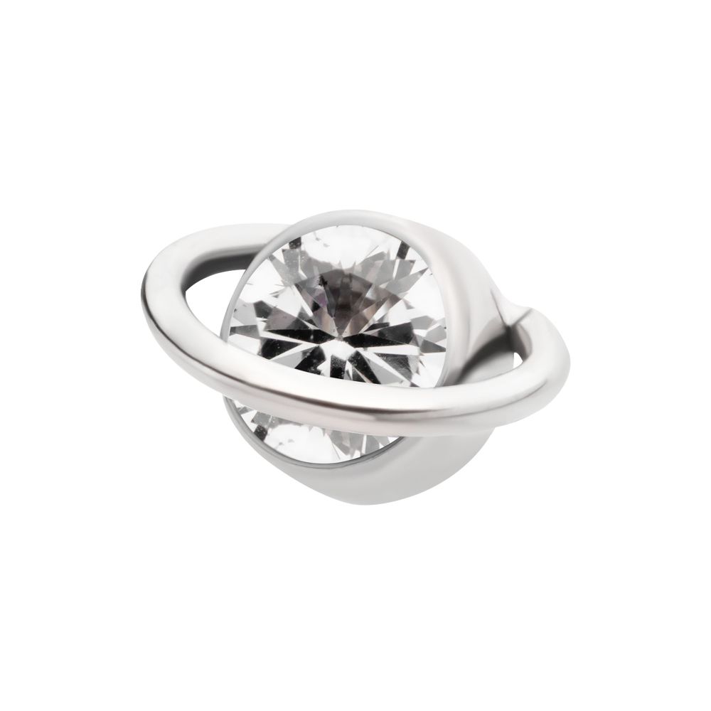 Titanium Internally Threaded Planet Top with Bezel Set Round CZ/Opal