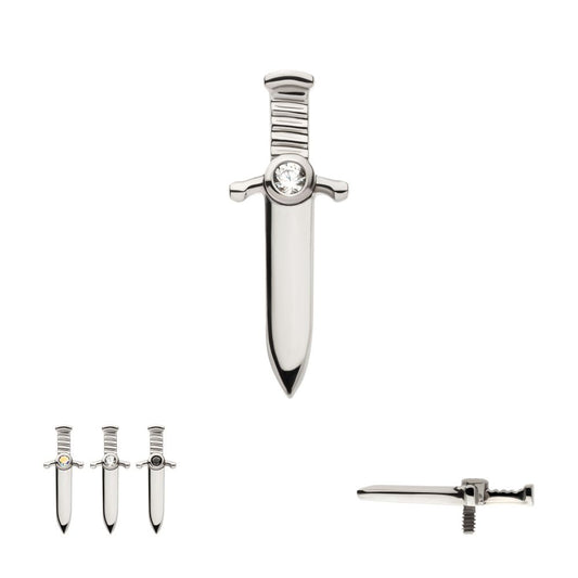 Titanium Internally Threaded with Bezel Set 1mm CZ Dagger Top