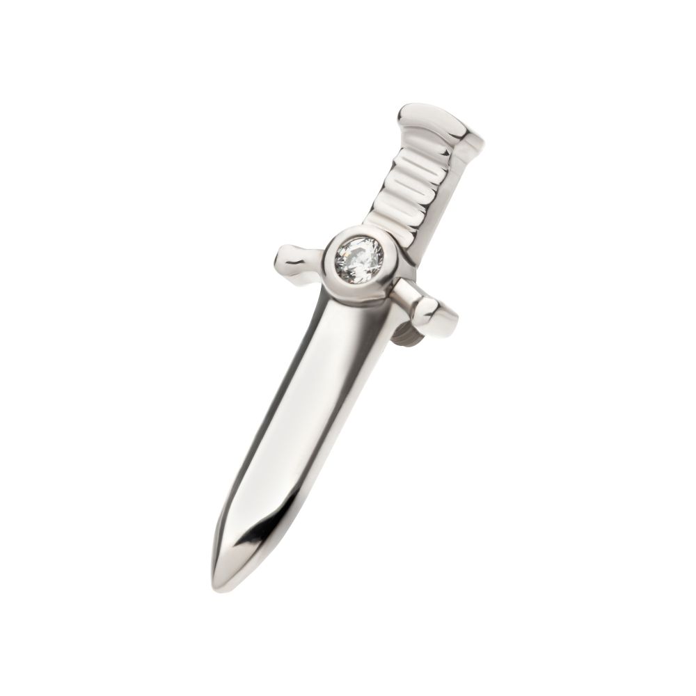 Titanium Internally Threaded with Bezel Set 1mm CZ Dagger Top