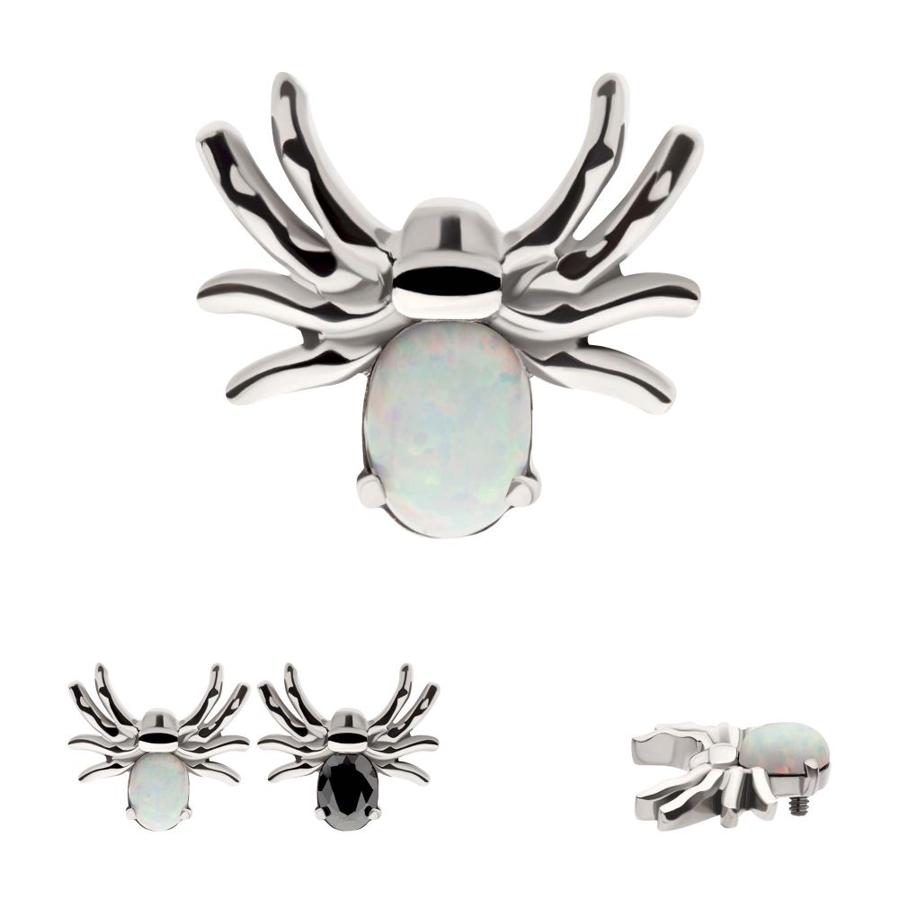 Titanium Internally Threaded Prong Set Opal/CZ Spider Top