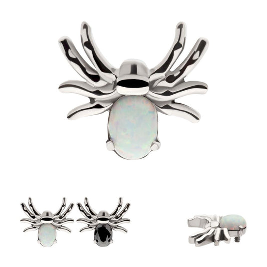 Titanium Internally Threaded Prong Set Opal/CZ Spider Top